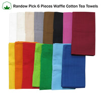 Random Pick Set of 6 100% Cotton Waffle Tea Towels - 50 x 70 cm - ElectronX Plus