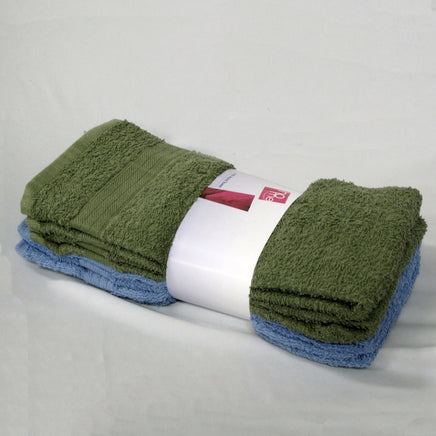 Set of 4 Budget Cotton Hand Towels 42 x 67 cm Olive Blue - ElectronX Plus