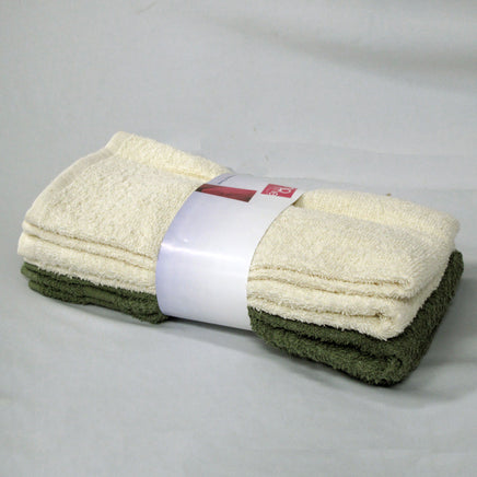 Set of 4 Budget Cotton Hand Towels 42 x 67 cm Olive Cream - ElectronX Plus