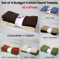 Set of 4 Budget Cotton Hand Towels 42 x 67 cm Olive Cream - ElectronX Plus