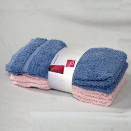 Set of 4 Budget Cotton Hand Towels 42 x 67 cm Pink Blue - ElectronX Plus