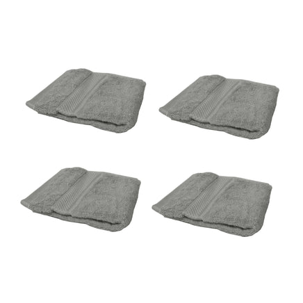 Set of 4 100% Cotton Face Washers Perfect Touch Charcoal - ElectronX Plus