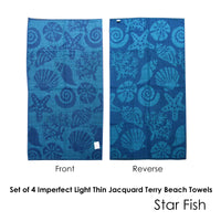 Set of 4 Imperfect Jacquard Terry Beach Towels Star Fish - ElectronX Plus