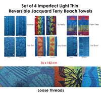 Set of 4 Imperfect Jacquard Terry Beach Towels Star Fish - ElectronX Plus