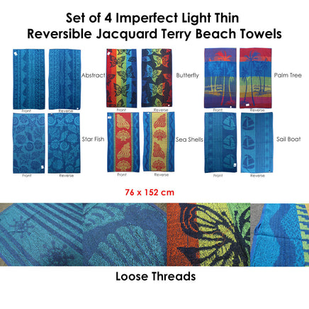 Set of 4 Imperfect Jacquard Terry Beach Towels Star Fish - ElectronX Plus