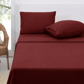 Polar Fleece Sheet Set Double 30cm Wall Burgundy - ElectronX Plus