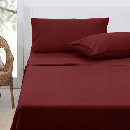 Polar Fleece Sheet Set King 36cm Wall with King Pillowcases Burgundy - ElectronX Plus