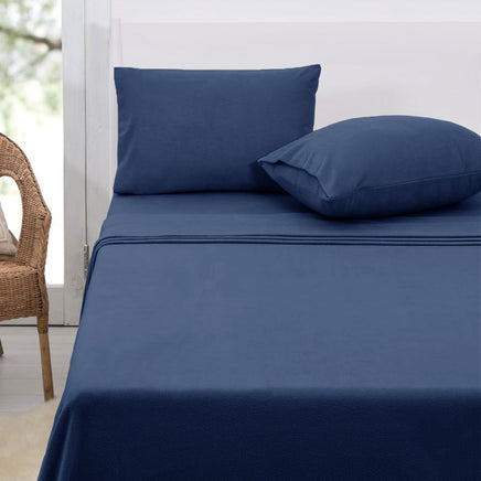 Polar Fleece Sheet Set Double 30cm Wall Midnight Blue - ElectronX Plus