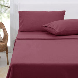 Polar Fleece Sheet Set King 36cm Wall with King Pillowcases Rosewood - ElectronX Plus