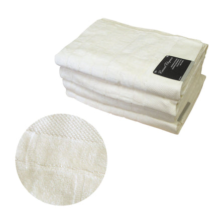 500GSM Set of 4 100% Cotton Velour Bath Towels Ivory 70 x 140 cm - ElectronX Plus