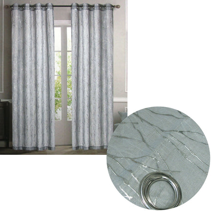 Pair of Sheer Eyelet Curtains Grey with Silver Foils 137 x 213 cm - ElectronX Plus