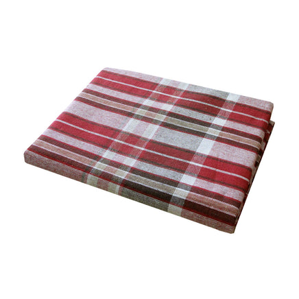 Cotton Plaid Checks Oblong Table Cloth Red 130 x 180cm - ElectronX Plus