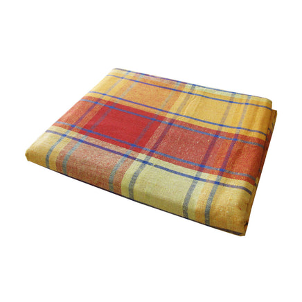 Cotton Plaid Checks Oblong Table Cloth Yellow 130 x 180cm - ElectronX Plus