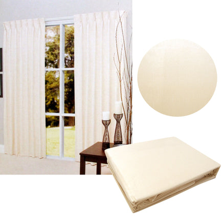 Pair of Cream Blockout Pinch Pleat Curtains to Fit Window 90 x 213cm - ElectronX Plus