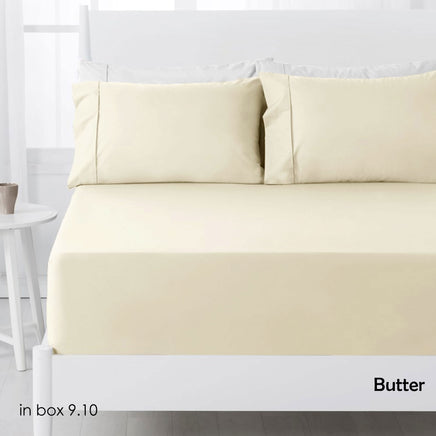 Hotel Living 250TC Polyester Cotton Fitted Sheet Set Butter Double - ElectronX Plus