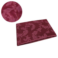 Damask Jacquard Polyester Tablecloth 180cm Round Leaf Burgundy - ElectronX Plus