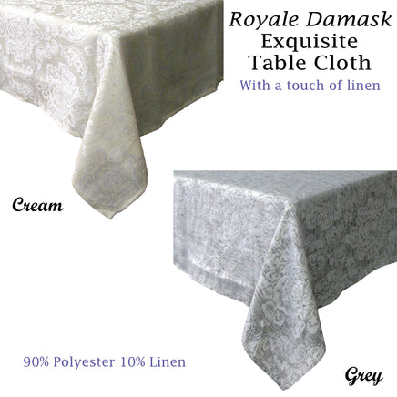 Royale Damask Table Cloth Cream 160 x 230 cm - ElectronX Plus