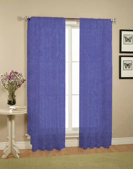 Pair of Crushed Sheer Curtains Blue - ElectronX Plus