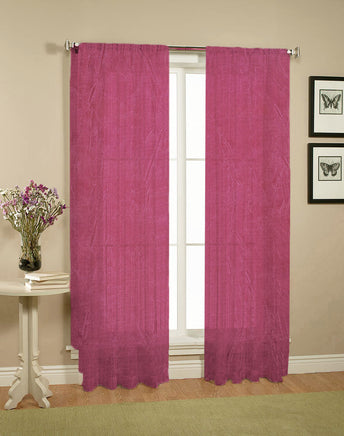 Pair of Crushed Sheer Curtains Burgundy - ElectronX Plus