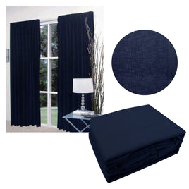 Home Innovations Pair of Faux Linen Blockout Pinch Pleat Curtains Navy to Fit 180 x 221cm - ElectronX Plus