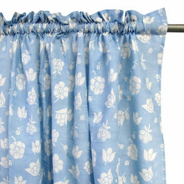 Pair of Polyester Cotton Rod Pocket Blue Flower Curtains - ElectronX Plus