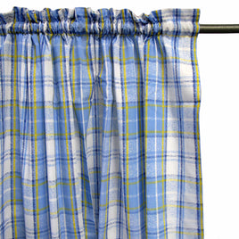 Home Innovations Pair of Polyester Cotton Rod Pocket Blue Checkered Curtains - ElectronX Plus