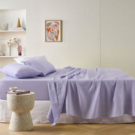 Vintage Design Homewares Lilac French Linen Sheet Set King - ElectronX Plus