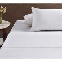 Accessorize White Piped Hotel Deluxe Cotton Sheet Set King - ElectronX Plus