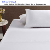 Accessorize White Piped Hotel Deluxe Cotton Sheet Set King - ElectronX Plus