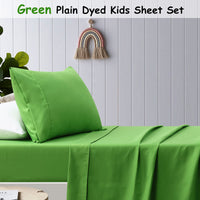 Happy Kids Green Plain Dyed Microfibre Sheet Set Double - ElectronX Plus