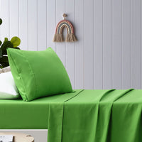 Happy Kids Green Plain Dyed Microfibre Sheet Set Single - ElectronX Plus