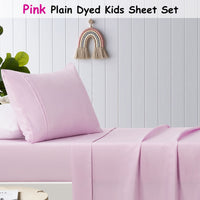 Happy Kids Pink Plain Dyed Microfibre Sheet Set Double - ElectronX Plus