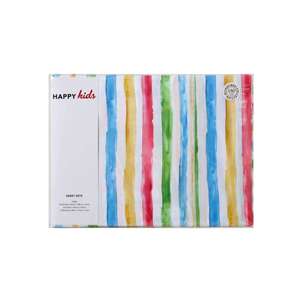 Happy Kids Multi Stripes Printed Microfibre Sheet Set Single - ElectronX Plus