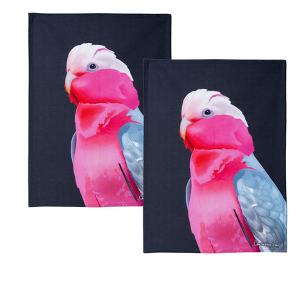 IDC Homewares Set of 2 Christopher Vine Design Tea Towels Pink Galah - ElectronX Plus