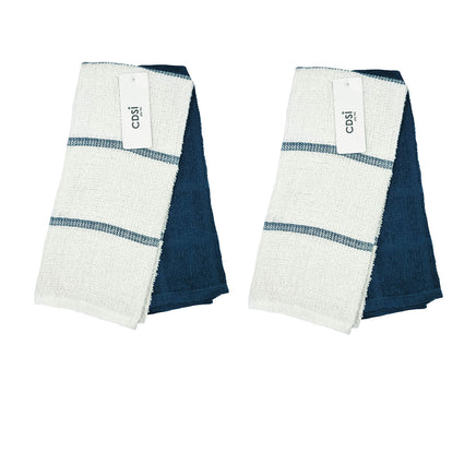 Set of 4 Rosa Cotton Rich Terry Tea Towels 42 x 62cm Navy - ElectronX Plus