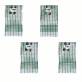 Set of 4 Cotton Checkered Jumbo Tea Towels 60x90cm Green - ElectronX Plus