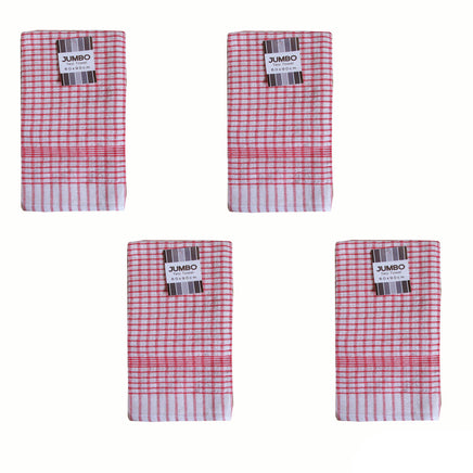 Set of 4 Cotton Checkered Jumbo Tea Towels 60x90cm Hot Pink - ElectronX Plus