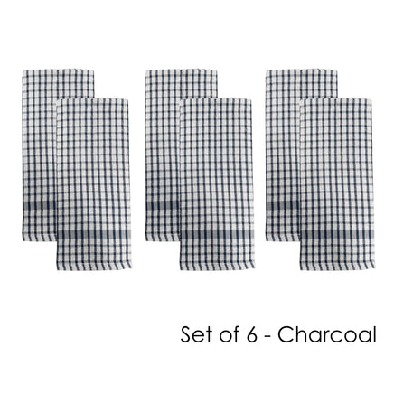 J.Elliot Home Set of 6 Elly Terry Tea Towels Charcoal - ElectronX Plus