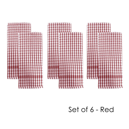 J.Elliot Home Set of 6 Elly Terry Tea Towels Red - ElectronX Plus