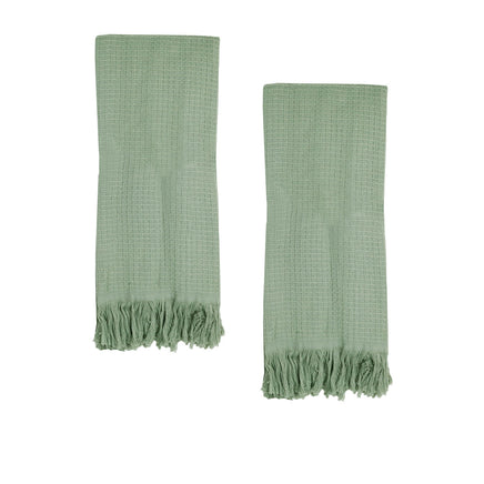 J Elliot Home 400GSM Camila Set of 2 Cotton Waffle Hand Towels 45 x 65 cm Pistachio - ElectronX Plus