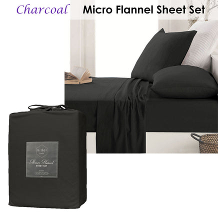 Ardor Micro Flannel Sheet Set Charcoal King - ElectronX Plus