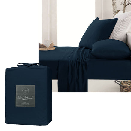 Ardor Micro Flannel Sheet Set Navy King - ElectronX Plus