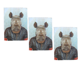 Set of 3 Zoo Portraits Microfiber Tea Towels Rhino 67 x 45 cm - ElectronX Plus