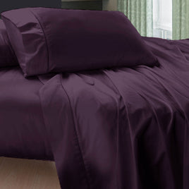 400TC Egyptian Cotton Sheet Set Aubergine DOUBLE - ElectronX Plus