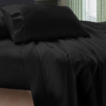 400TC Egyptian Cotton Sheet Set Jet Black DOUBLE - ElectronX Plus