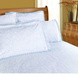 Shangri La Microfibre Machine Lace Sheet Set Ice Blue Double - ElectronX Plus