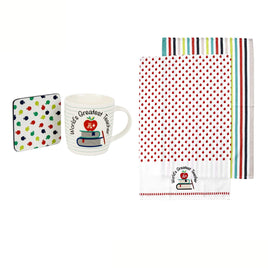 Ladelle World's Greatest Teacher Mug & Coaster & Tea Towels - ElectronX Plus