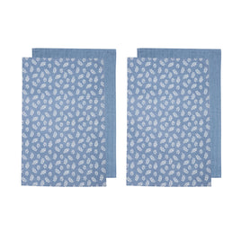 Ladelle Set of 4 Homespun Cotton Kitchen Tea Towels 50 x 70 cm Denim - ElectronX Plus