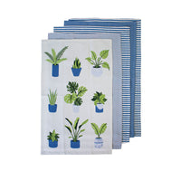 Ladelle Set of 5 Plant Life Cotton Kitchen Tea Towels 50 x 70 cm Blue - ElectronX Plus