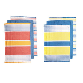 Ladelle Set of 6 Positano Stripe Cotton Kitchen Tea Towels 50 x 70 cm Mix - ElectronX Plus